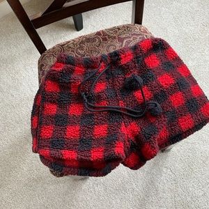American Eagle Fleece Plaid PJ Shorts